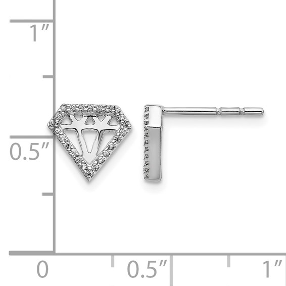 14k White Gold 1/8 carat Diamond Gemstone-Shaped Post Earrings