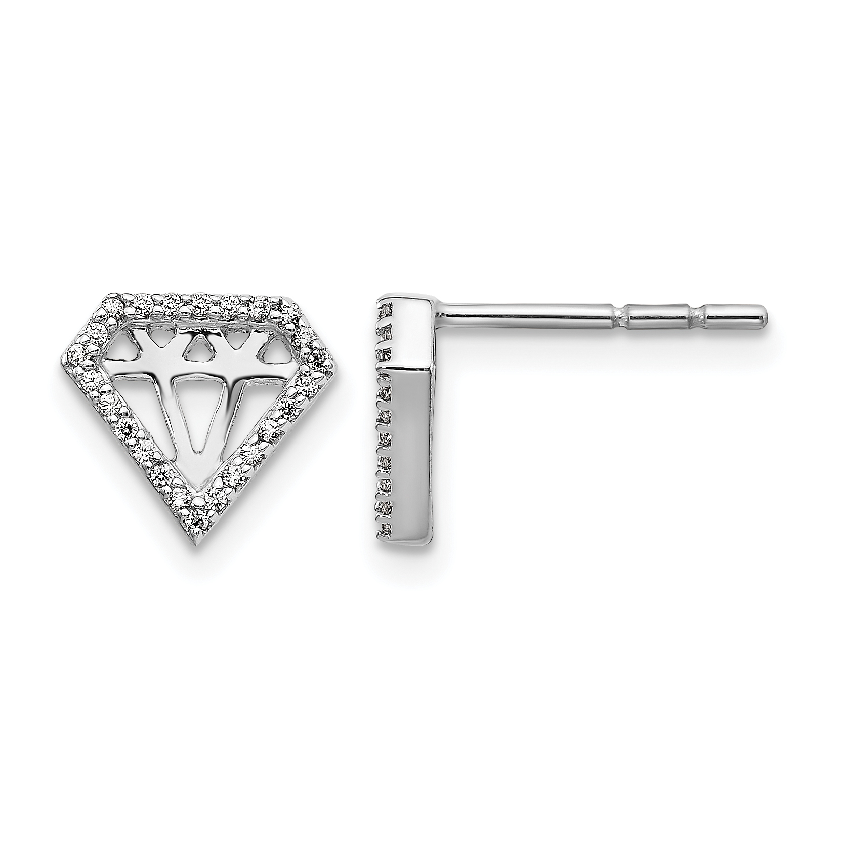 14k White Gold Diamond Gemstone-Shaped Earrings (EM3697-014-WA)