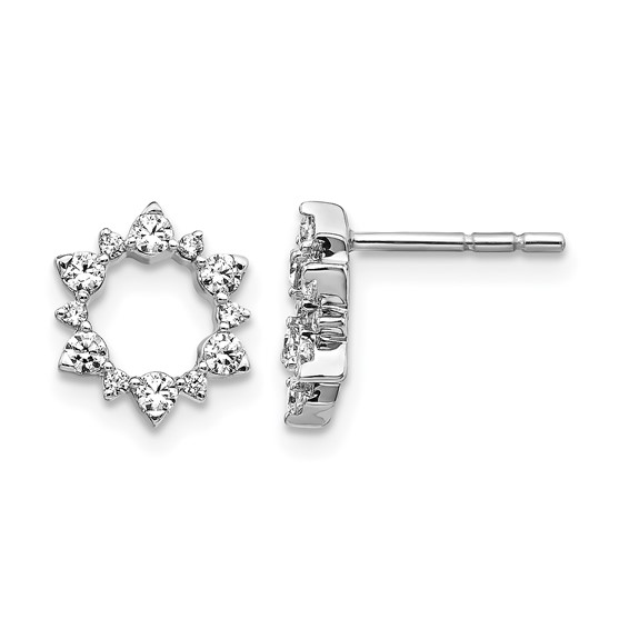 14k White Gold 3/8 carat Diamond Fancy Sunburst Post Earrings
