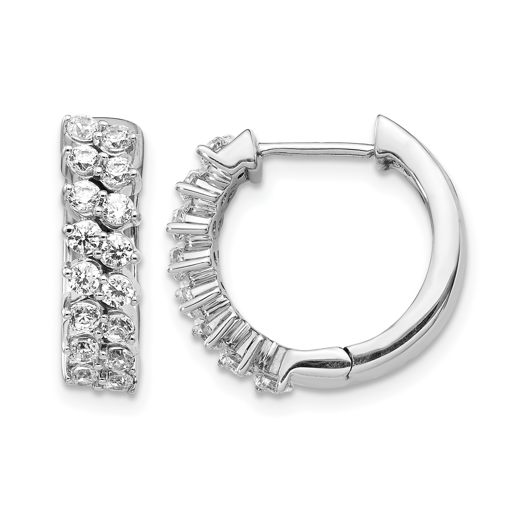14k White Gold Diamond Hinged Hoop Earrings (EM3717-100-WA)