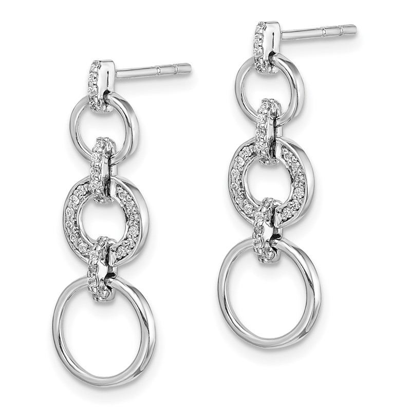 14K White Gold Lab Grown VS/SI+ G+ Dia Fancy Dangle Earrings