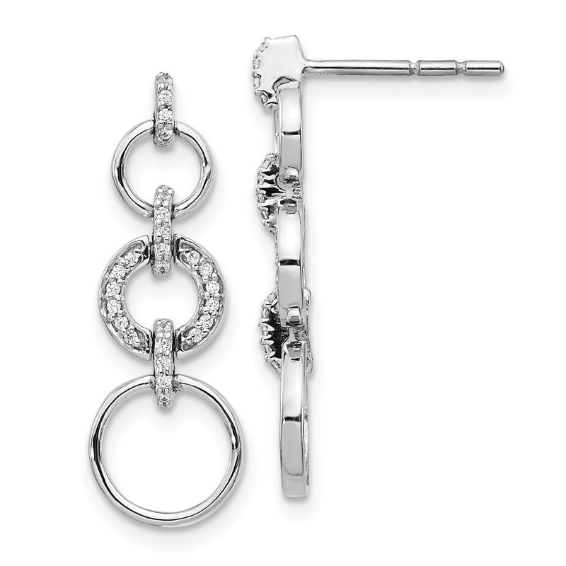 14K White Gold Lab Grown VS/SI+ G+ Dia Fancy Dangle Earrings