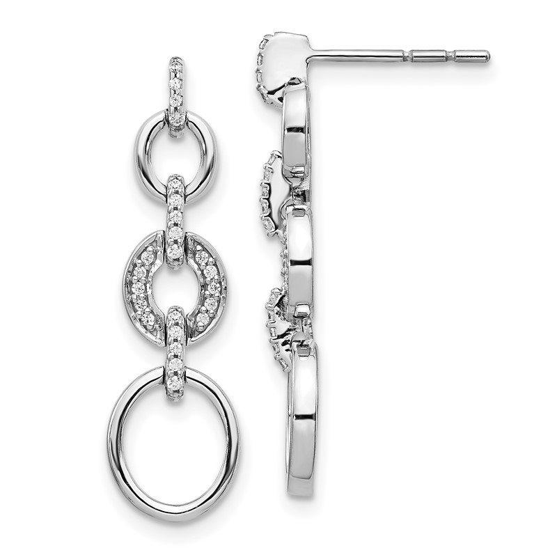 14K White Gold Lab Grown VS/SI+ G+ Dia Fancy Dangle Earrings