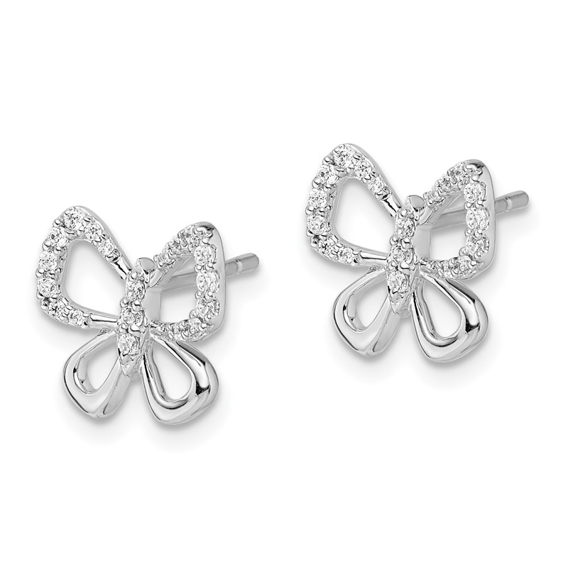 14k White Gold 1/6 carat Lab Grown Diamond VS/SI+ G+ Butterfly Post Earrings