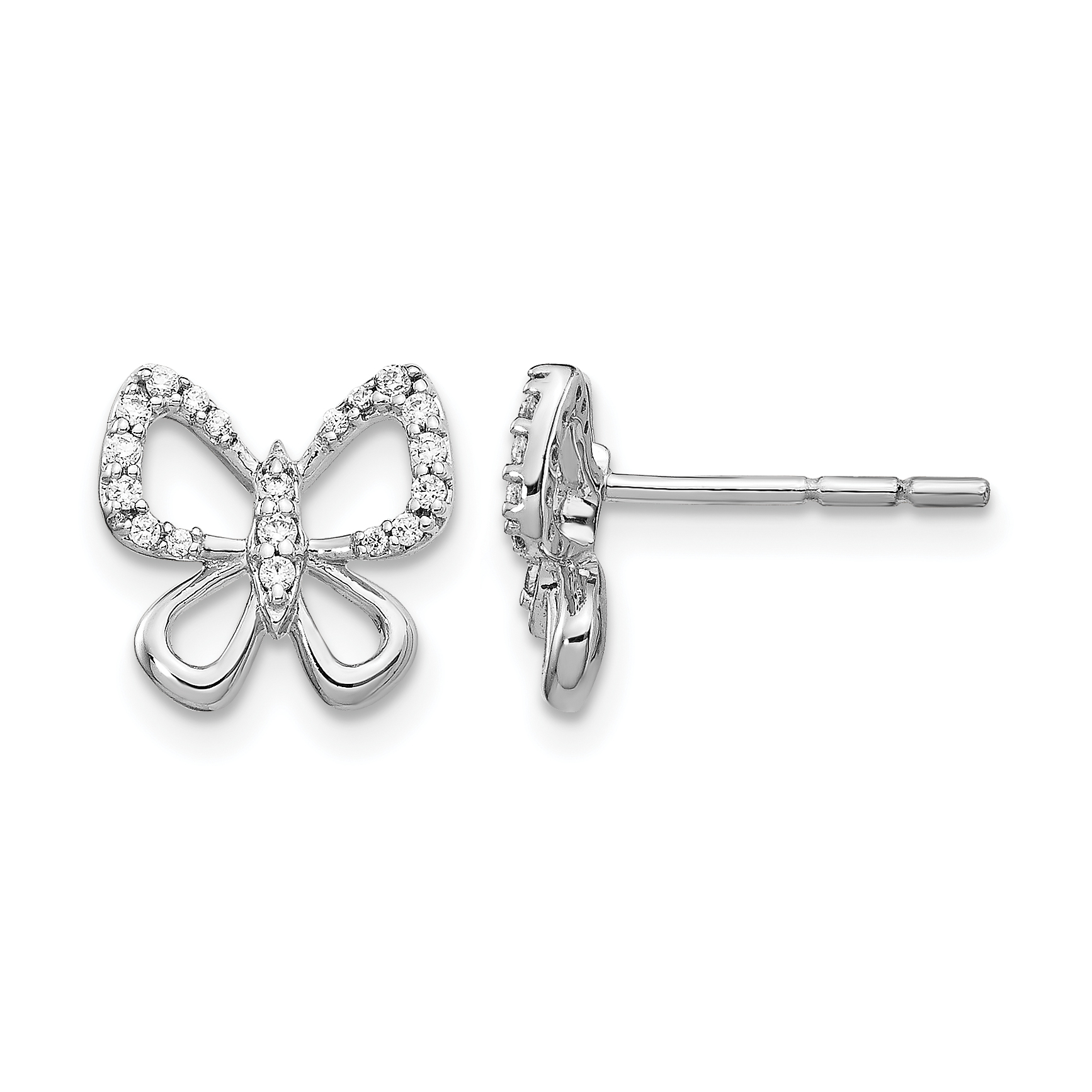14k White Gold 1/6 carat Lab Grown Diamond VS/SI+ G+ Butterfly Post Earrings (EM3728-016-WLG)