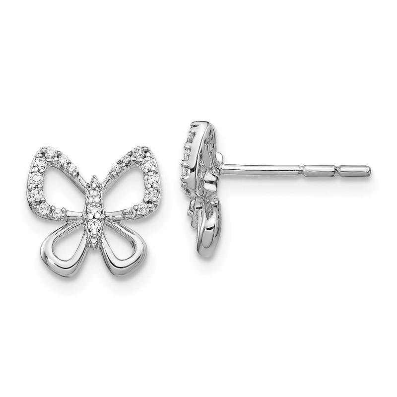 14k White Gold 1/6 carat Lab Grown Diamond VS/SI+ G+ Butterfly Post Earrings