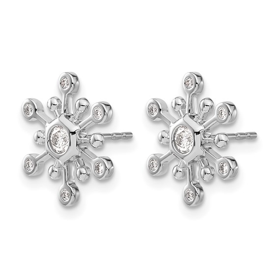 14k White Gold 1/4 carat Diamond Snowflake Post Earrings