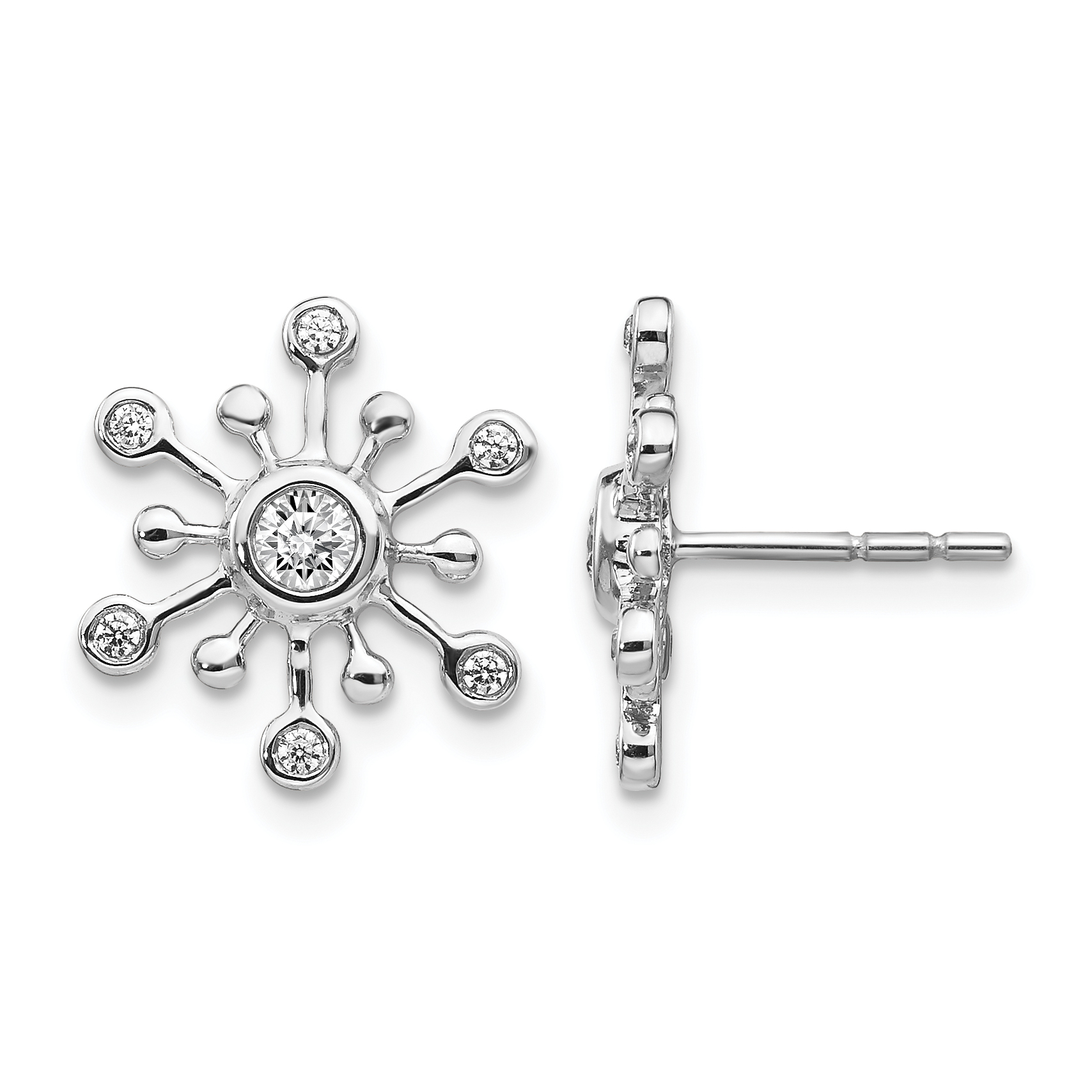 14k White Gold Diamond Snowflake Earrings (EM3813-025-WA)