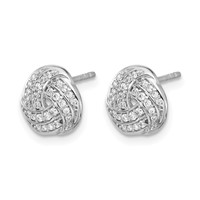 14K White Gold 0.25 Carat Lab Grown Diamond VS SI+ G+ Love Knot Post Earrings view 2