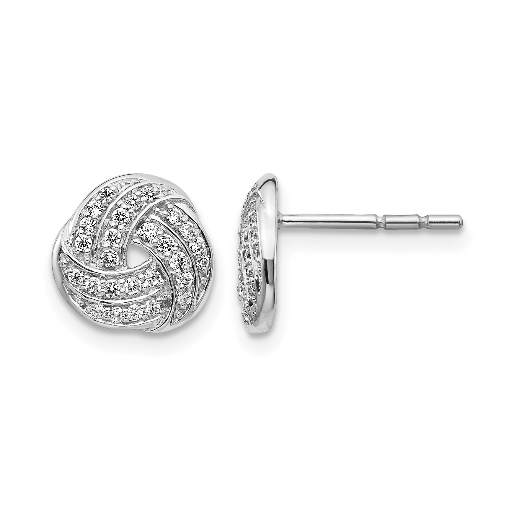 14k White Gold 1/4 carat Lab Grown Diamond VS/SI+ G+ Love Knot Post Earrings (EM3834-025-WLG)