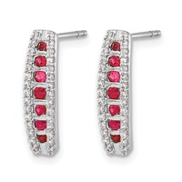 14K White Gold 0.33 Carat Lab Grown Diamond VS SI+ G+ and Created Ruby Complete Fashion Post Earrings view 2