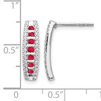 14K White Gold 0.33 Carat Lab Grown Diamond VS SI+ G+ and Created Ruby Complete Fashion Post Earrings view 4
