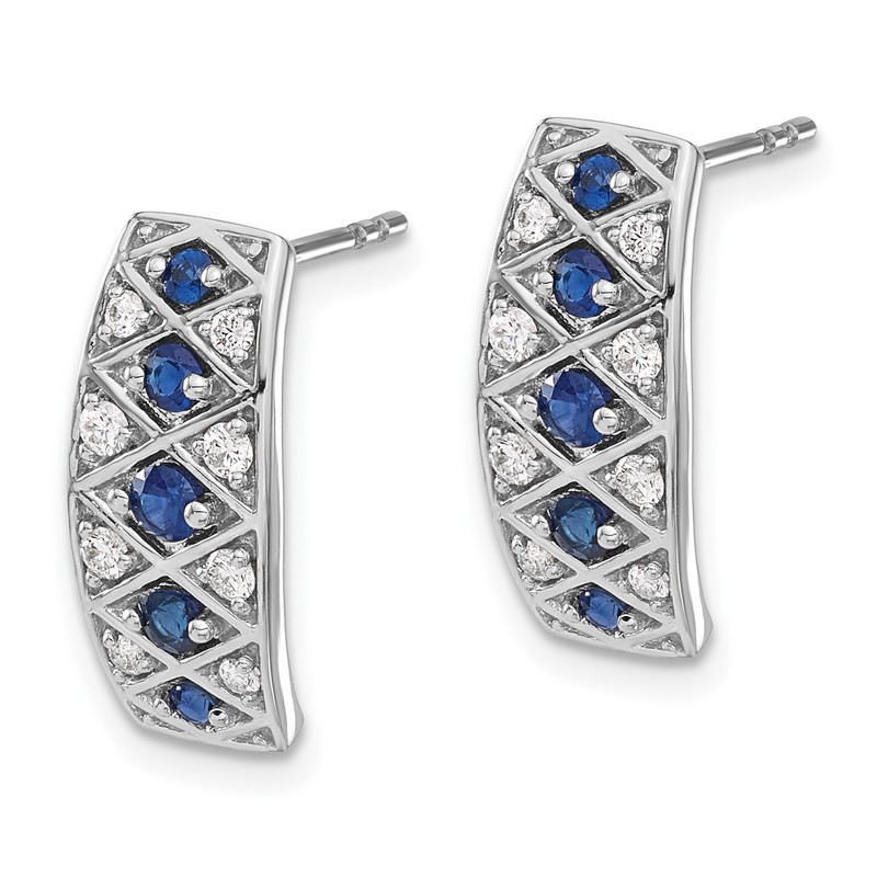 14K White Gold Lab Grown Diamond VS/SI+ G+ & Cr. Sapphire Fancy Earr