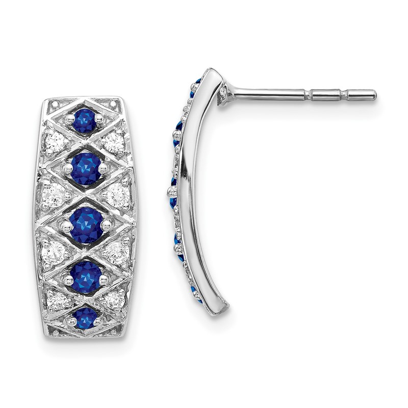 14K White Gold Lab Grown Diamond VS/SI+ G+ & Cr. Sapphire Fancy Earr