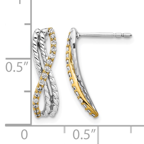 14k Two-tone 1/5 carat Diamond Fancy Post Earrings