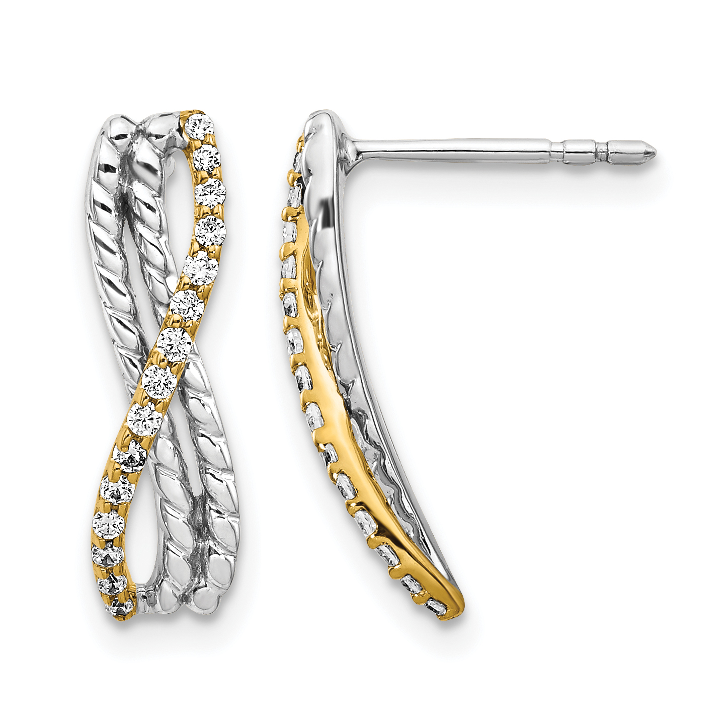 14k Two-tone Diamond Fancy Earrings (EM3857-020-YWA)