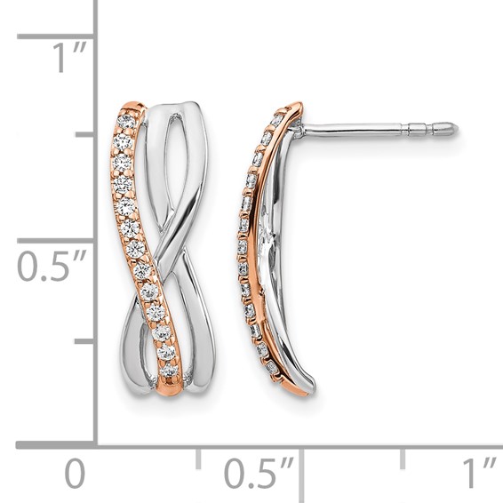 14k Yellow & White Gold Diamond Fancy Earrings