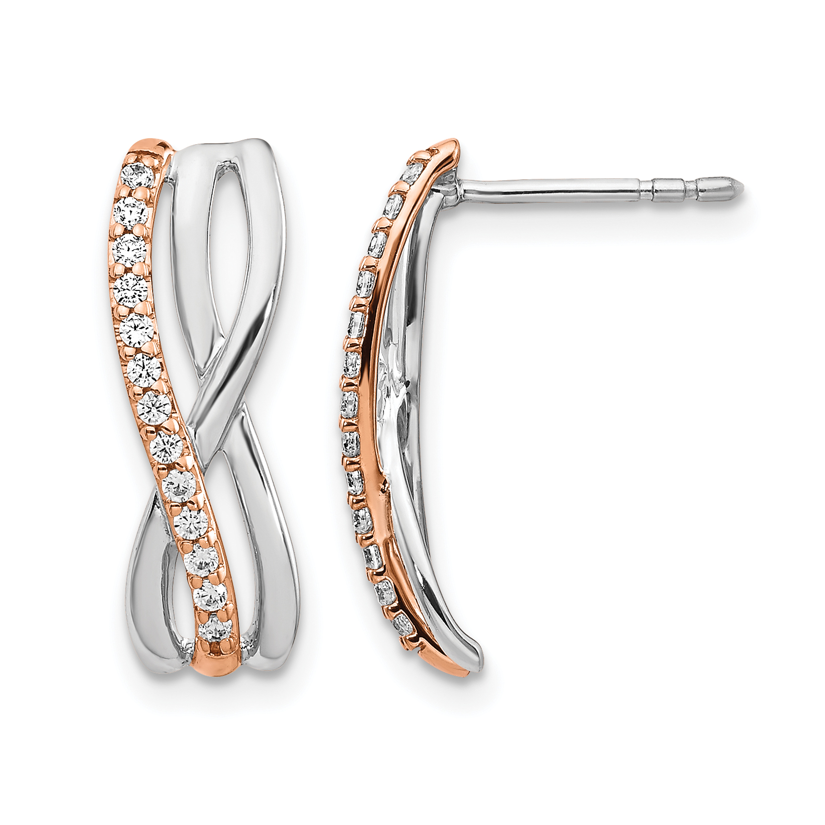 14k Rose and White Gold Diamond Fancy Earrings (EM3858-020-RWA)