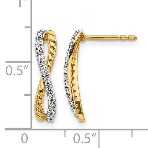 14k Two-tone j1/5 carat Diamond Fancy Twist Post Earrings