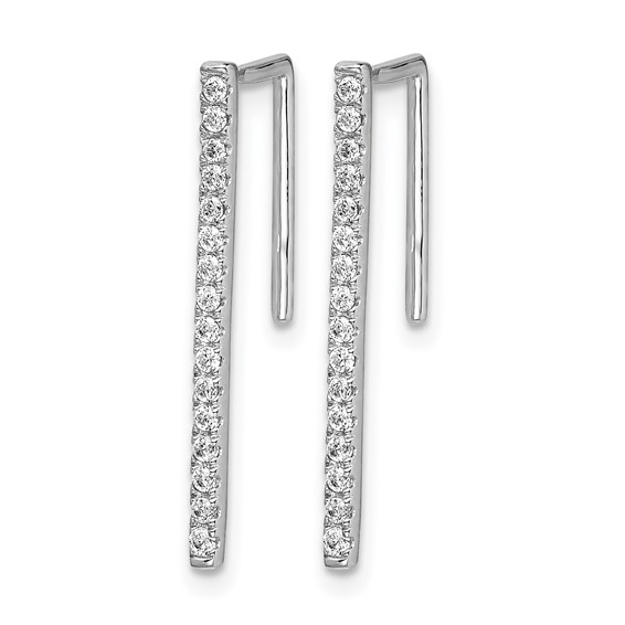 14k White Gold 1/4 carat Diamond Bar Fancy Ear Climber Earrings