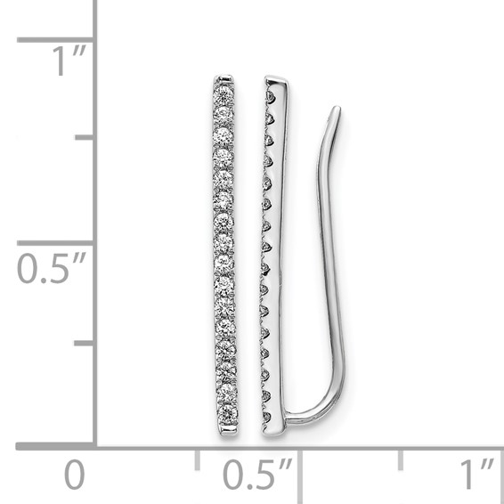 14k White Gold 1/4 carat Diamond Bar Fancy Ear Climber Earrings
