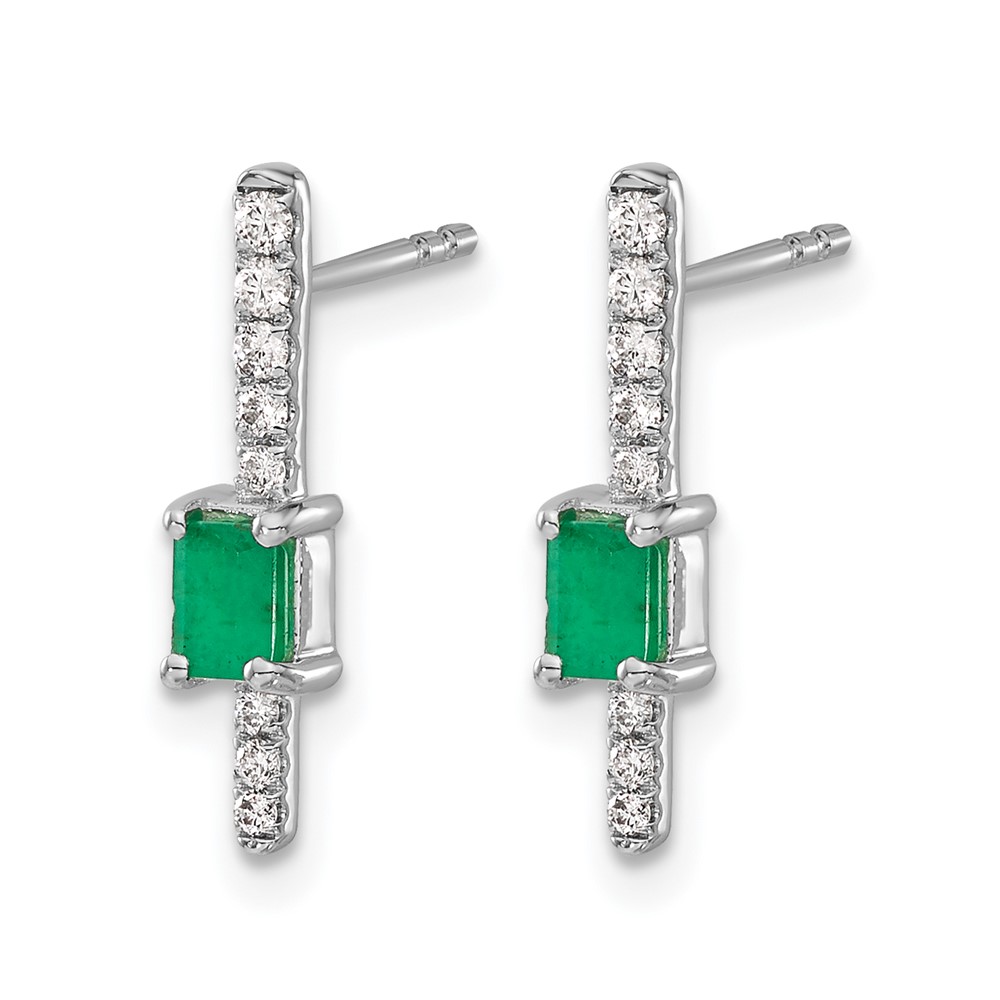 14k White Gold Diamond and Emerald Fancy Earrings (EM3874-EM-014-WA)
