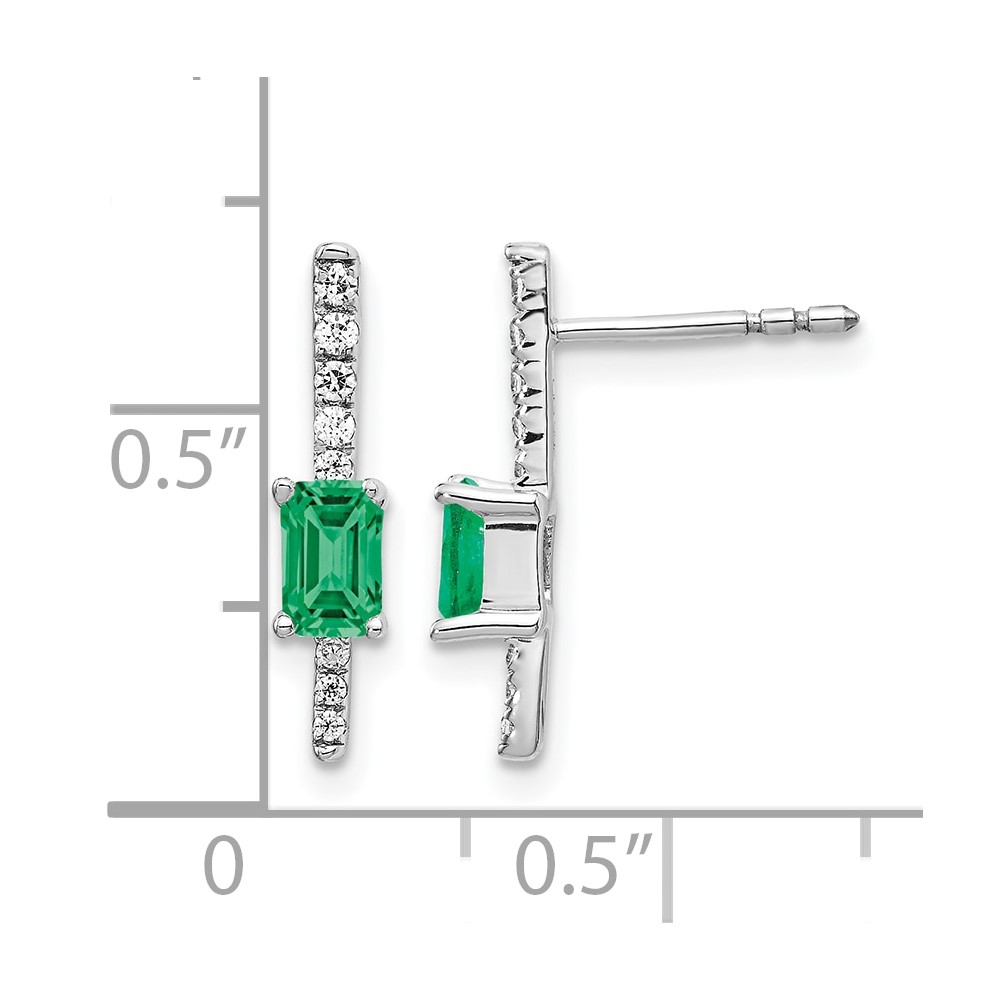 14k White Gold Diamond and Emerald Fancy Earrings (EM3874-EM-014-WA)