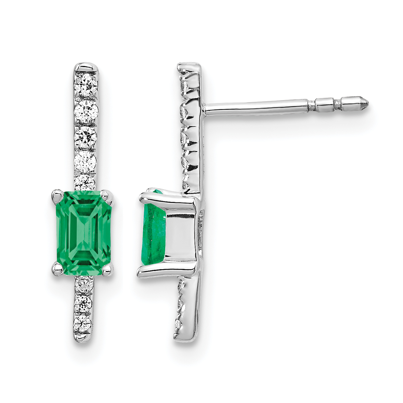 14k White Gold Diamond and Emerald Fancy Earrings (EM3874-EM-014-WA)