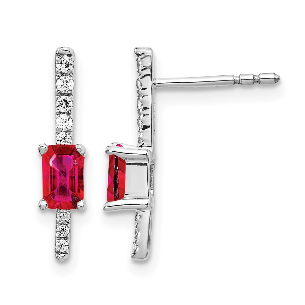 14k White Gold Diamond and Ruby Fancy Earrings (EM3874-RU-014-WA)