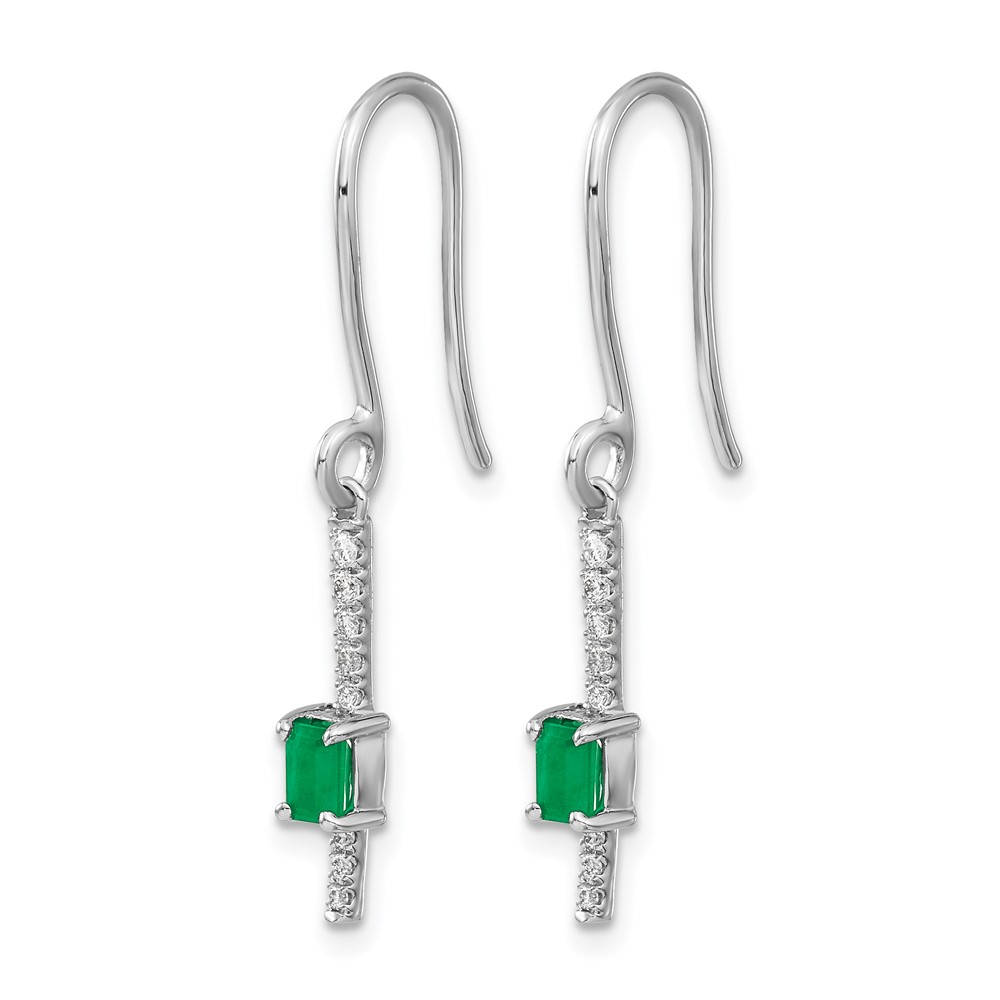 14k White Gold Diamond and Emerald Fancy Earrings (EM3875-EM-014-WA)