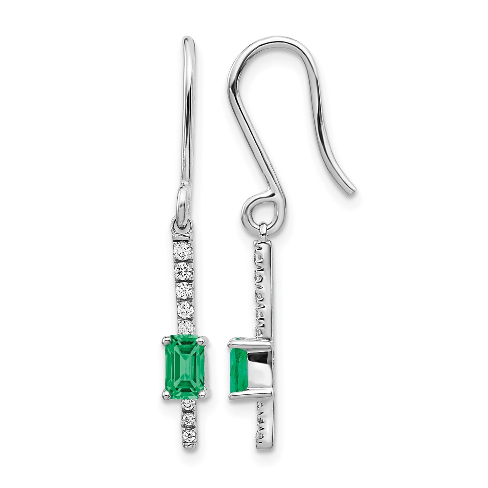 14k White Gold Diamond and Emerald Fancy Earrings (EM3875-EM-014-WA)