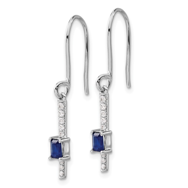14K White Gold Lab Grown VS/SI+ G+ Dia and Created Sapphire Fancy Earrings
