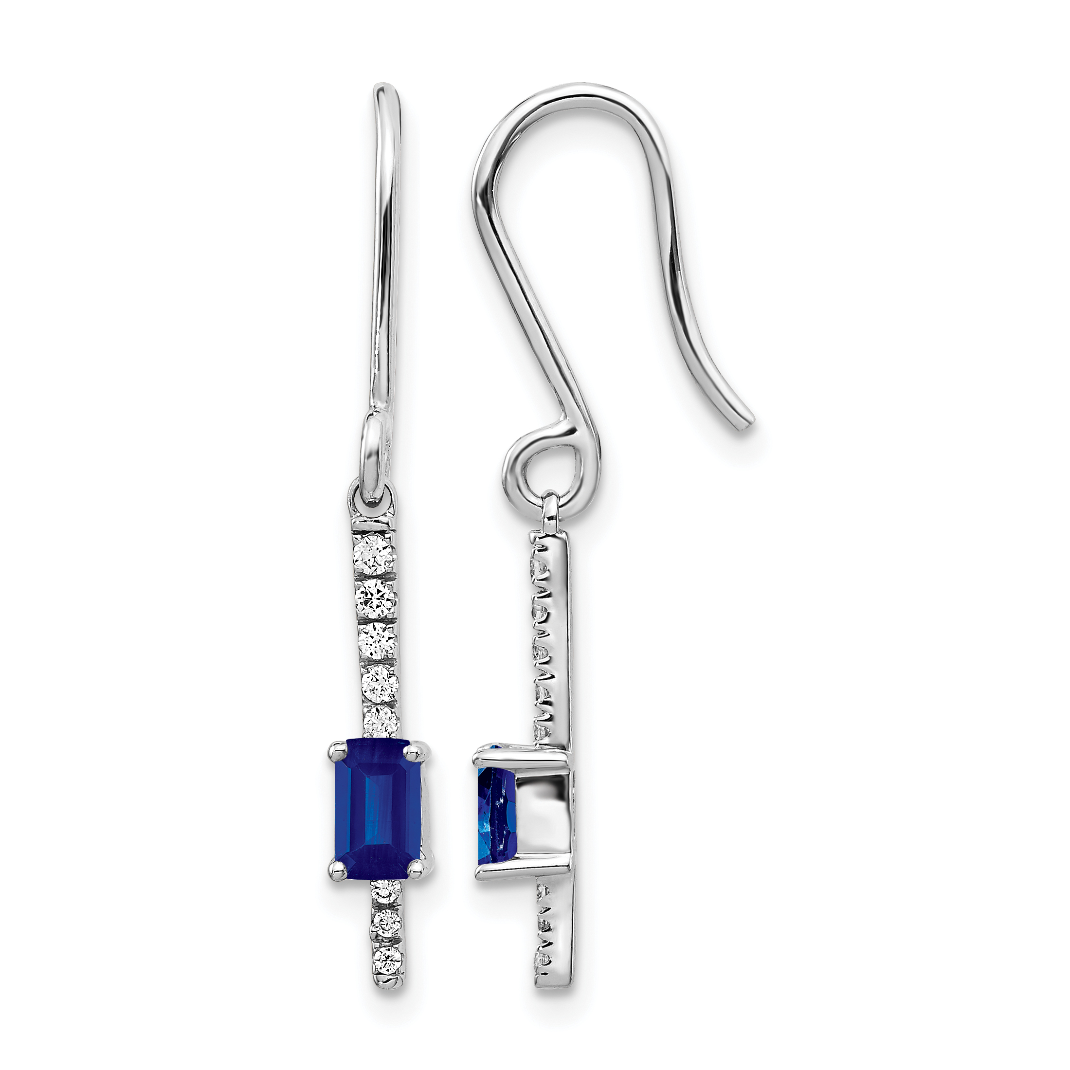14k White Gold Diamond and Sapphire Fancy Earrings (EM3875-SA-014-WA)