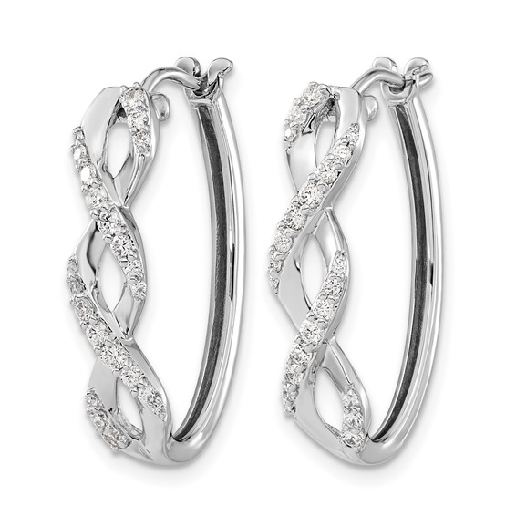 14k White Gold 1/2 carat Diamond Fancy Hoop Earrings