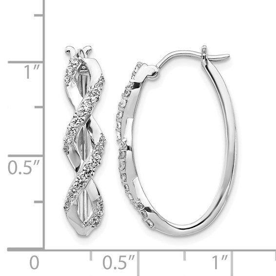 14k White Gold 1/2 carat Diamond Fancy Hoop Earrings