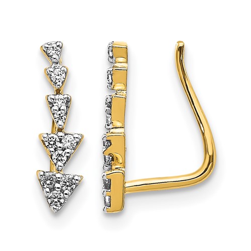 14K Yellow Gold 0.12 Carat Lab Grown Diamond VS SI+ G+ Complete Ear Climber