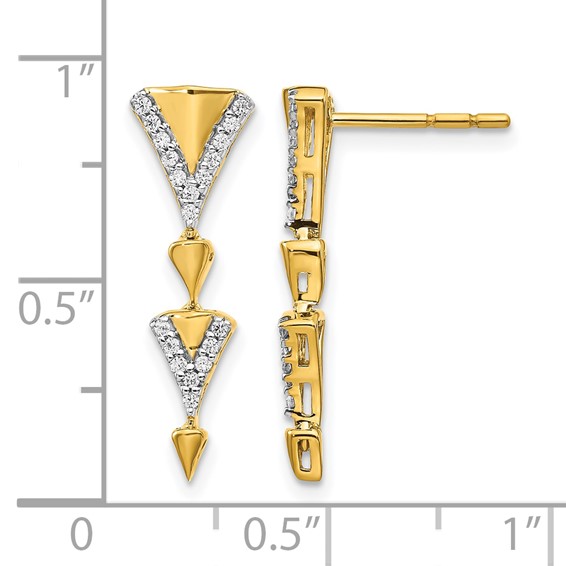 14k 1/5 carat Diamond Fancy Post Dangle Earrings