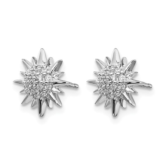 14k White Gold 1/5 carat Diamond Fancy Sun / Star Post Earrings
