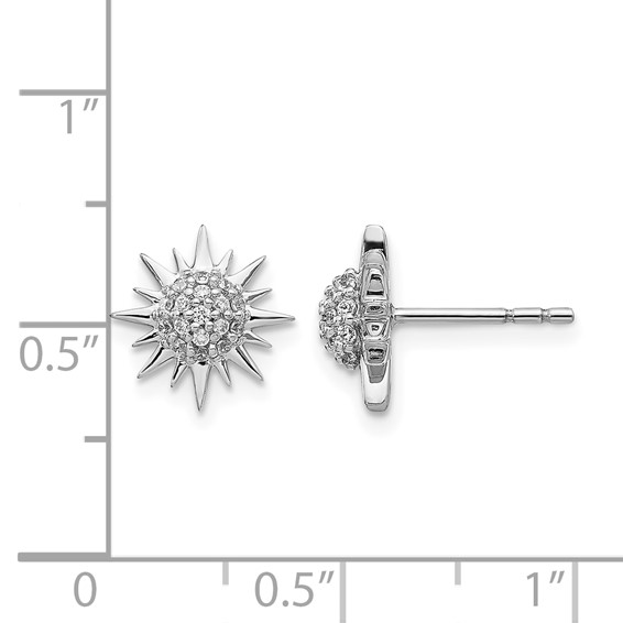 14k White Gold 1/5 carat Diamond Fancy Sun / Star Post Earrings