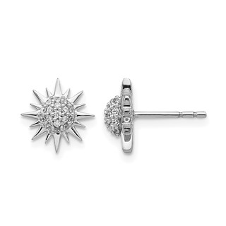 14k White Gold 1/5 carat Diamond Fancy Sun / Star Post Earrings