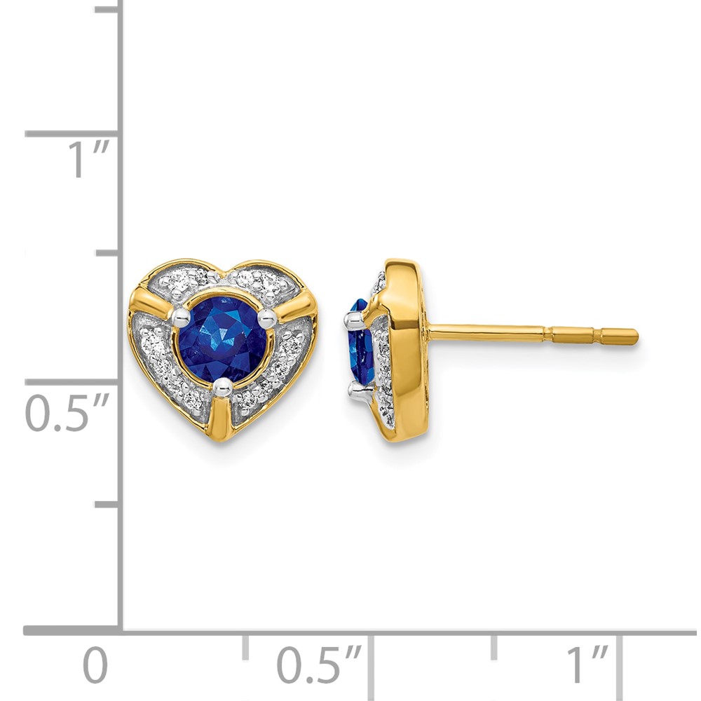 14k Diamond and Sapphire Fancy Heart Earrings (EM3921-SA-014-YA)