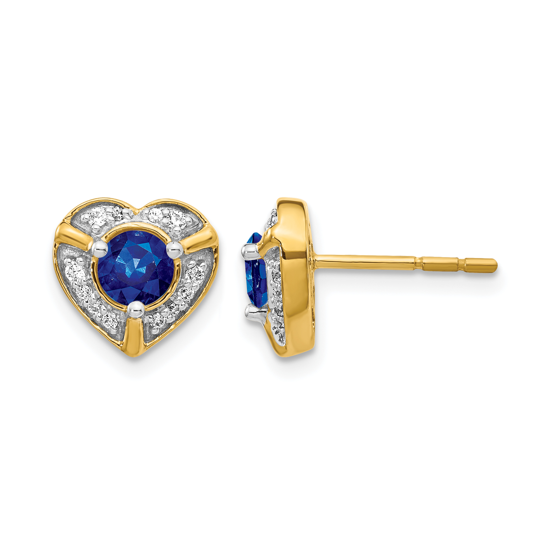 14k Diamond and Sapphire Fancy Heart Earrings (EM3921-SA-014-YA)