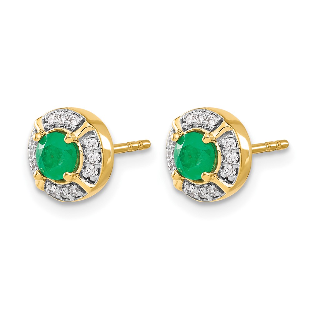 14k Diamond and Emerald Fancy Halo Earrings (EM3922-EM-012-YA)