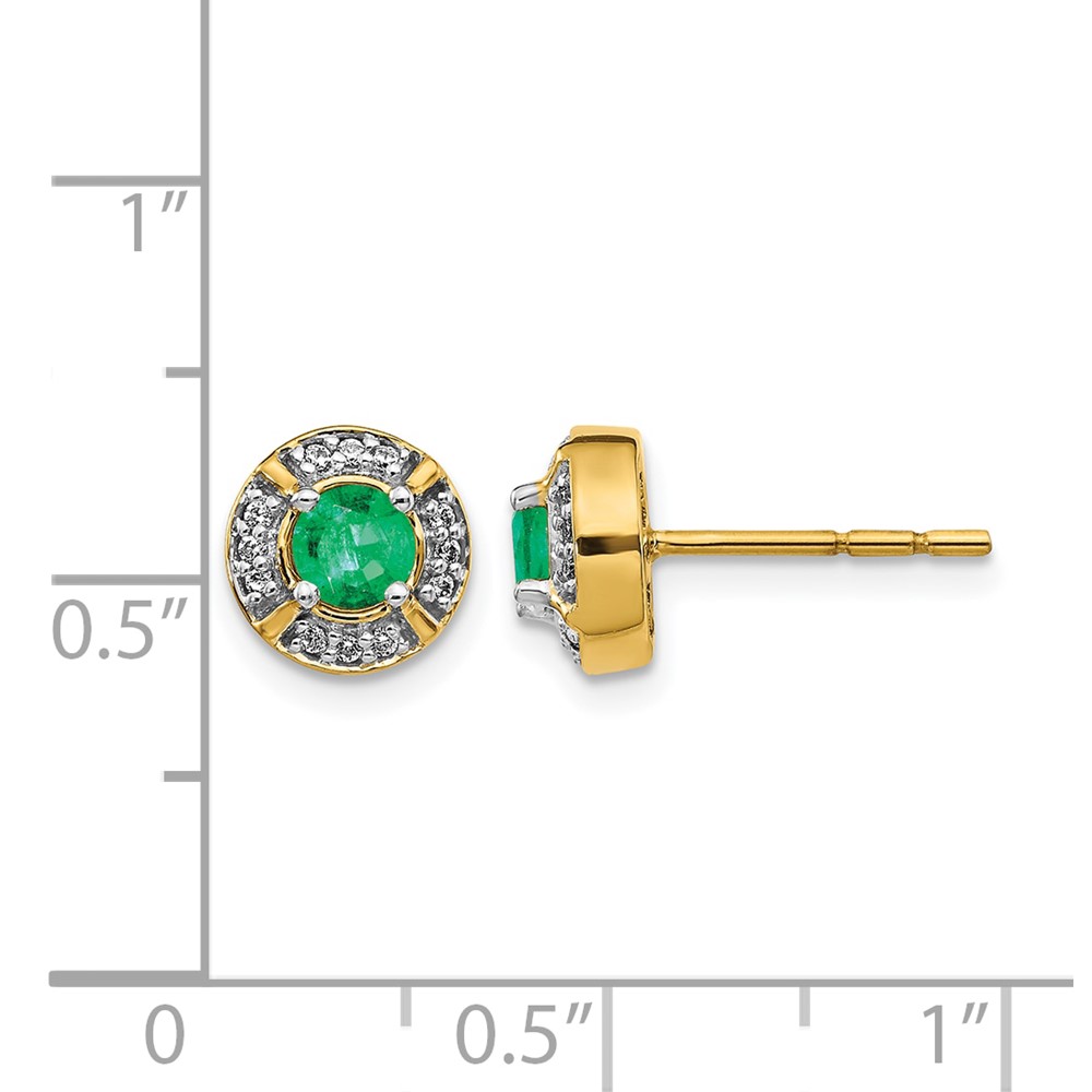 14k Diamond and Emerald Fancy Halo Earrings (EM3922-EM-012-YA)