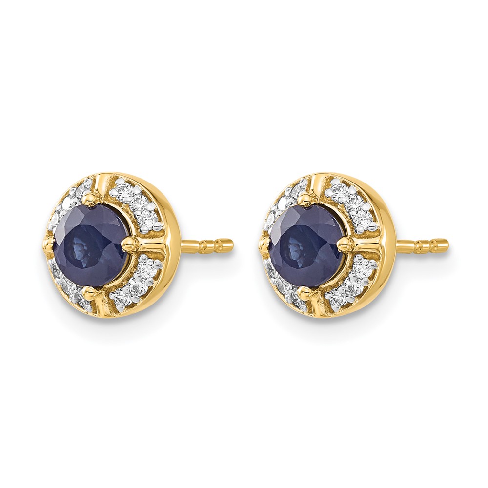 14k Diamond and Sapphire Fancy Halo Earrings (EM3922-SA-015-YA)