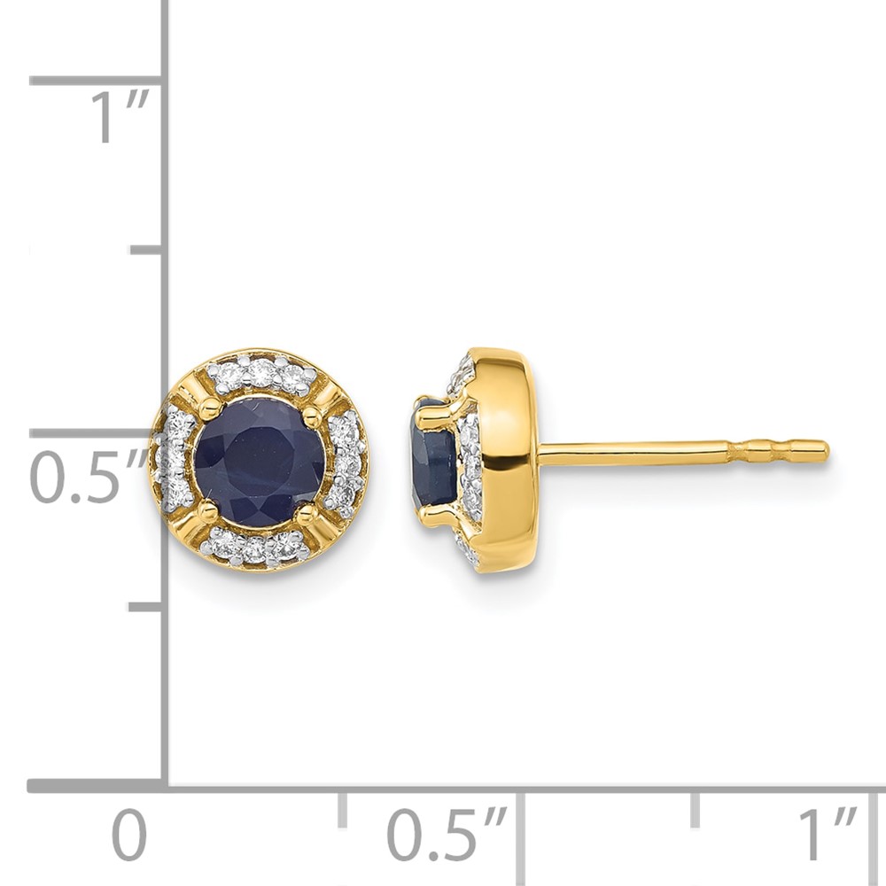 14k Diamond and Sapphire Fancy Halo Earrings (EM3922-SA-015-YA)