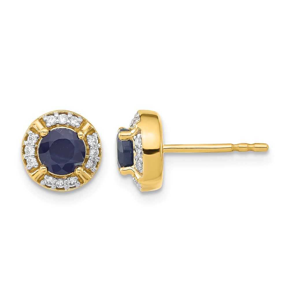 14k Diamond and Sapphire Fancy Halo Earrings (EM3922-SA-015-YA)