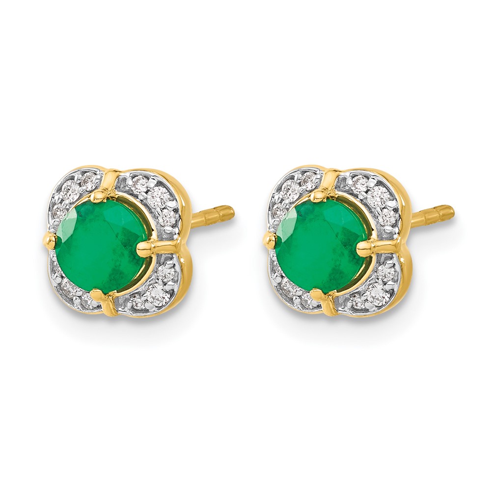 14k Diamond and Emerald Fancy Earrings (EM3923-EM-010-YA)
