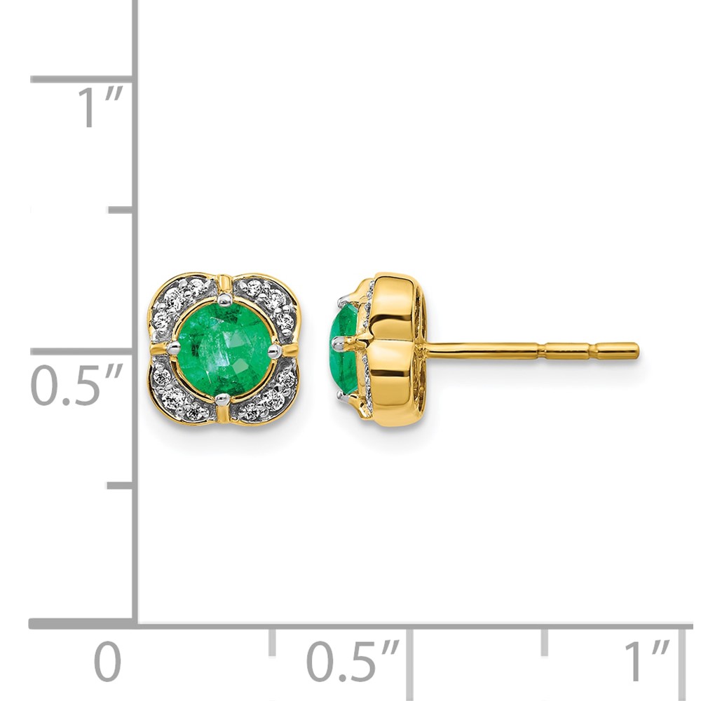 14k Diamond and Emerald Fancy Earrings (EM3923-EM-010-YA)