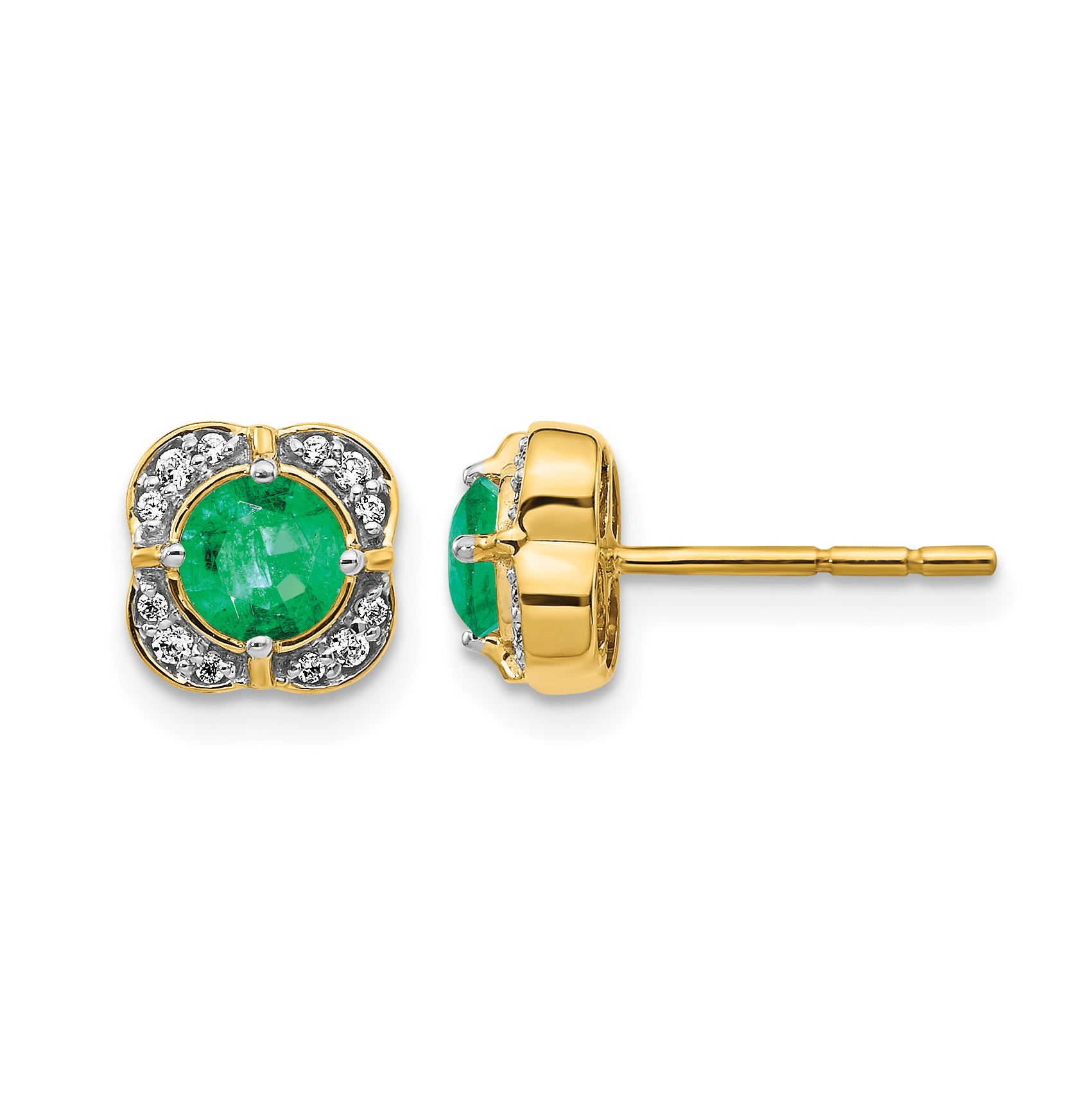 14k Diamond and Emerald Fancy Earrings (EM3923-EM-010-YA)